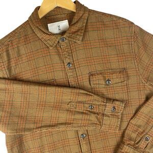 Mutual Weave 100% Cotton Flannel Plaid Shirt Jacket Shacket Men's L Hand Pockets